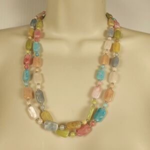 Multicolor Pastel Beaded Necklace Colorful